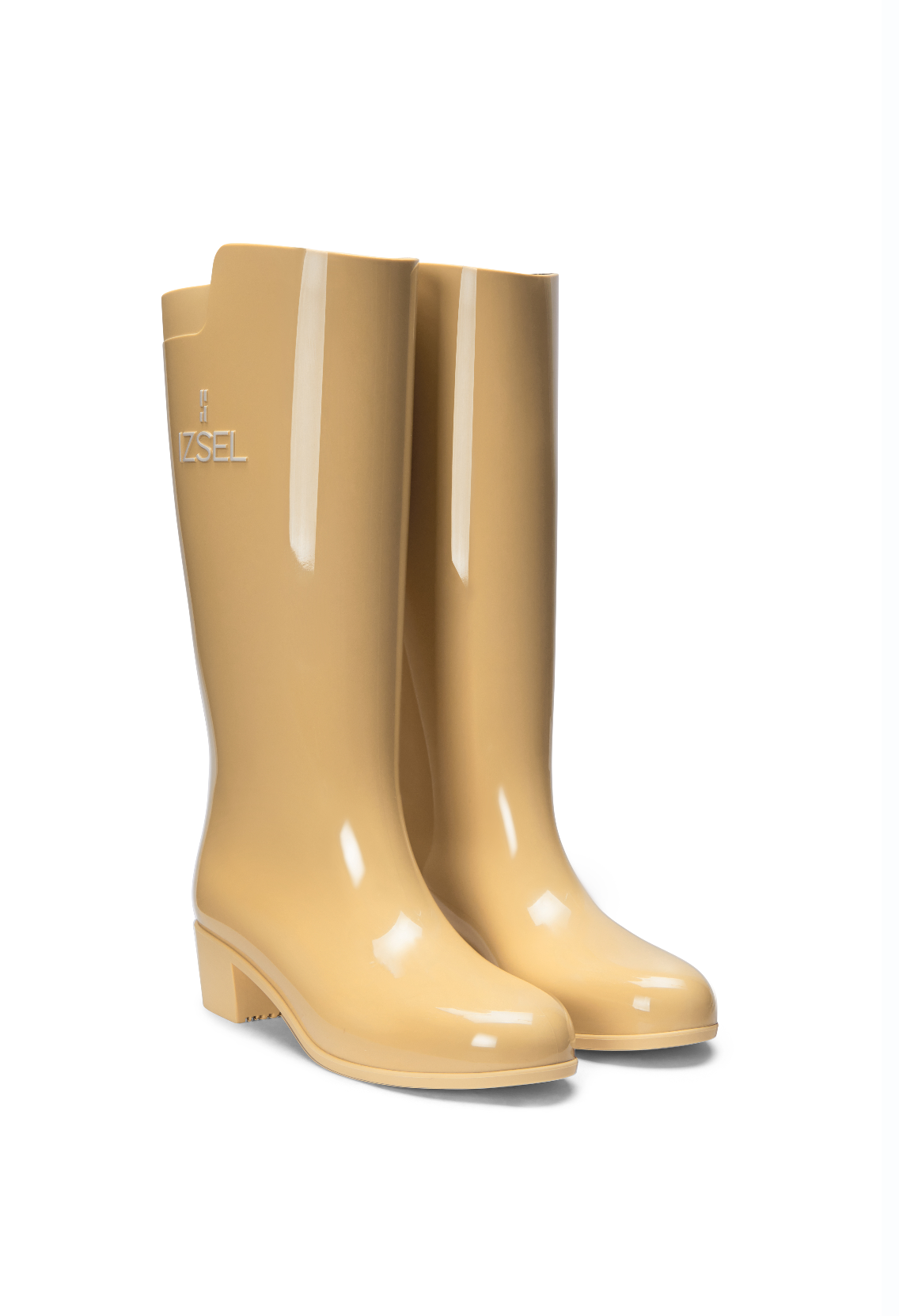 Women s Classic Rain Boots in Beige Italian Made IZSEL Rain Boots